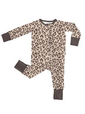 NWT - Goosies Classic Leopard Zip Convertible Ruffles Pajamas Size 12-18M